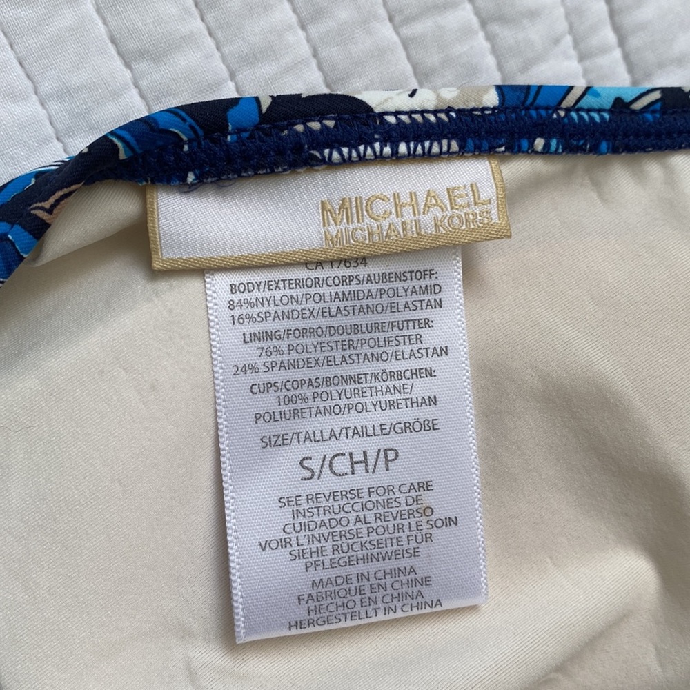 Michael Kors Halter Tankini Tank Top Swimwear Blue Black Tan NWOT Small - Picture 6 of 16
